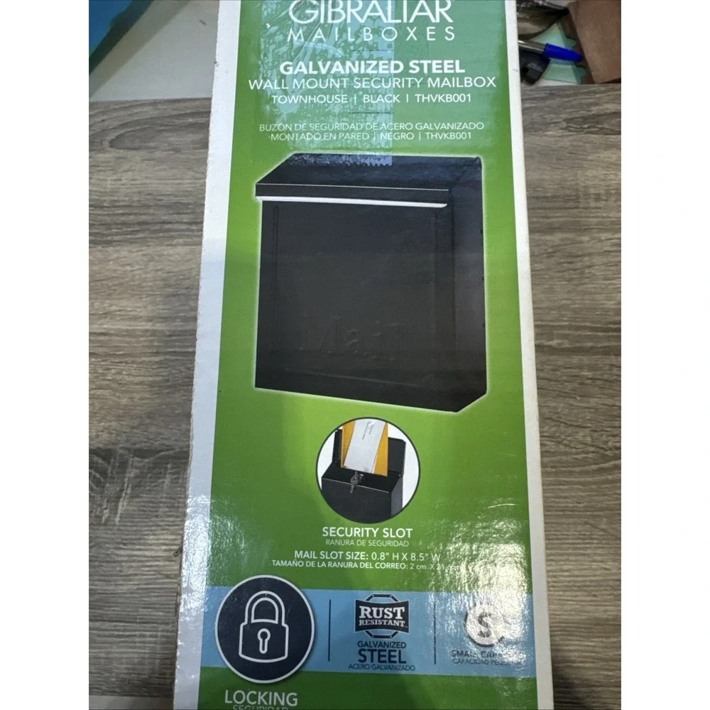 New Gibraltar THVKB001 Black Townhouse Wall Mount Locking Mailbox